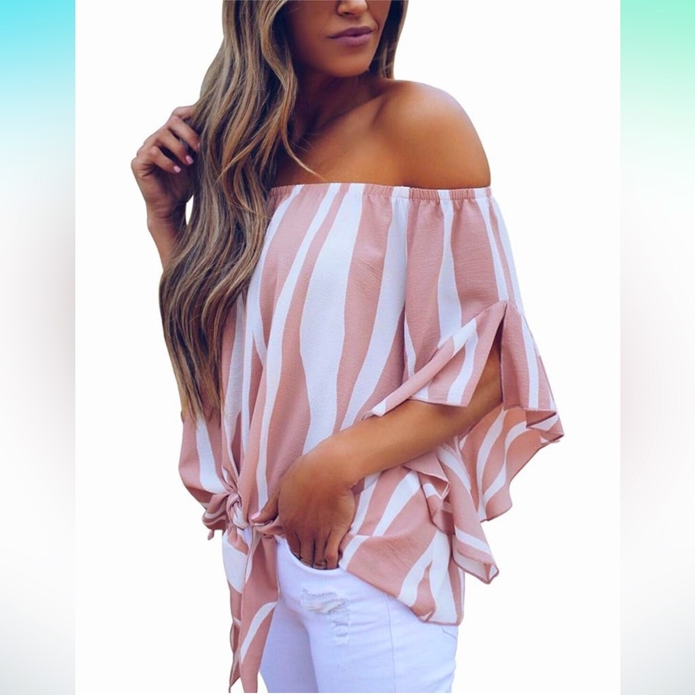 Off Shoulder Tie Knot Blouse